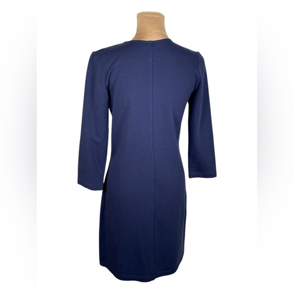 Lilly Pulitzer Clarkson Navy gold trim white scroll 3/4 sleeve dress Embroidered - Picture 5 of 12